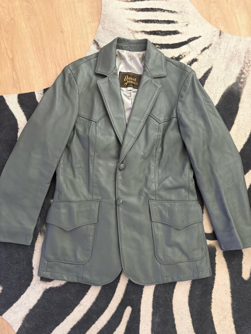 Vtg Men's Leather Blazer Jacket - grey